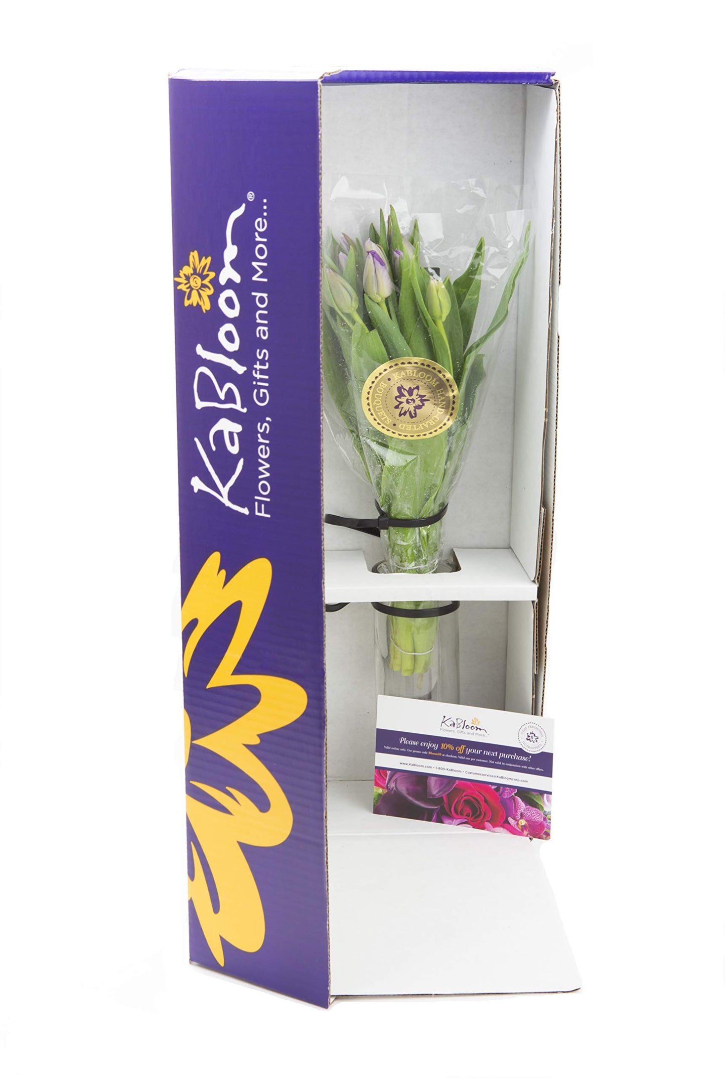 KaBloom Fresh Purple Tulip Bouquet with Vase - Fall Collection, Model KaB-AZ-1136