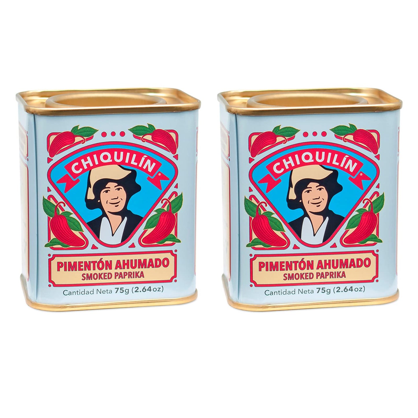 CHIQUILÍN Smoked Paprika Tin - Rich Smoky Flavor, 2.64 Oz (2 Pack), Hot