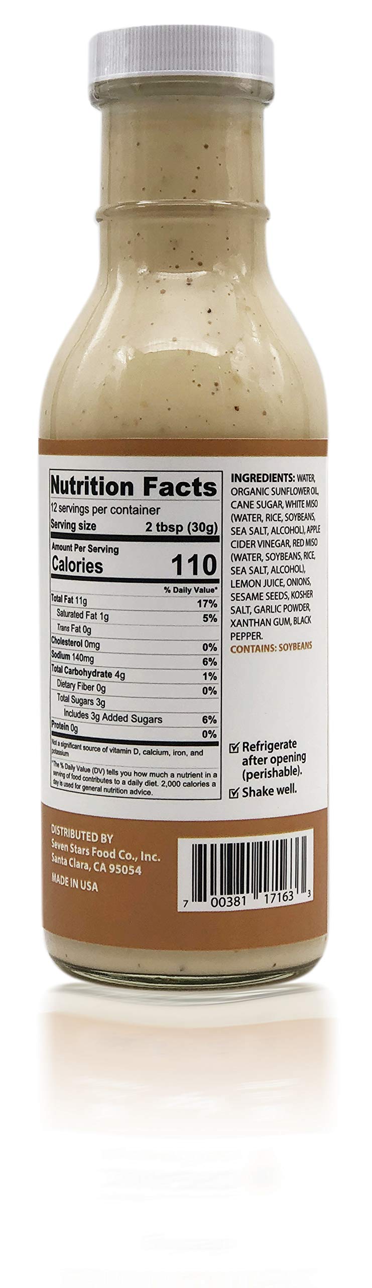 Jennysong Original Premium Miso Dressing - Made with Organic Sunflower Oil. creamy Vegan No Artificial Sweeteners and No Trans F