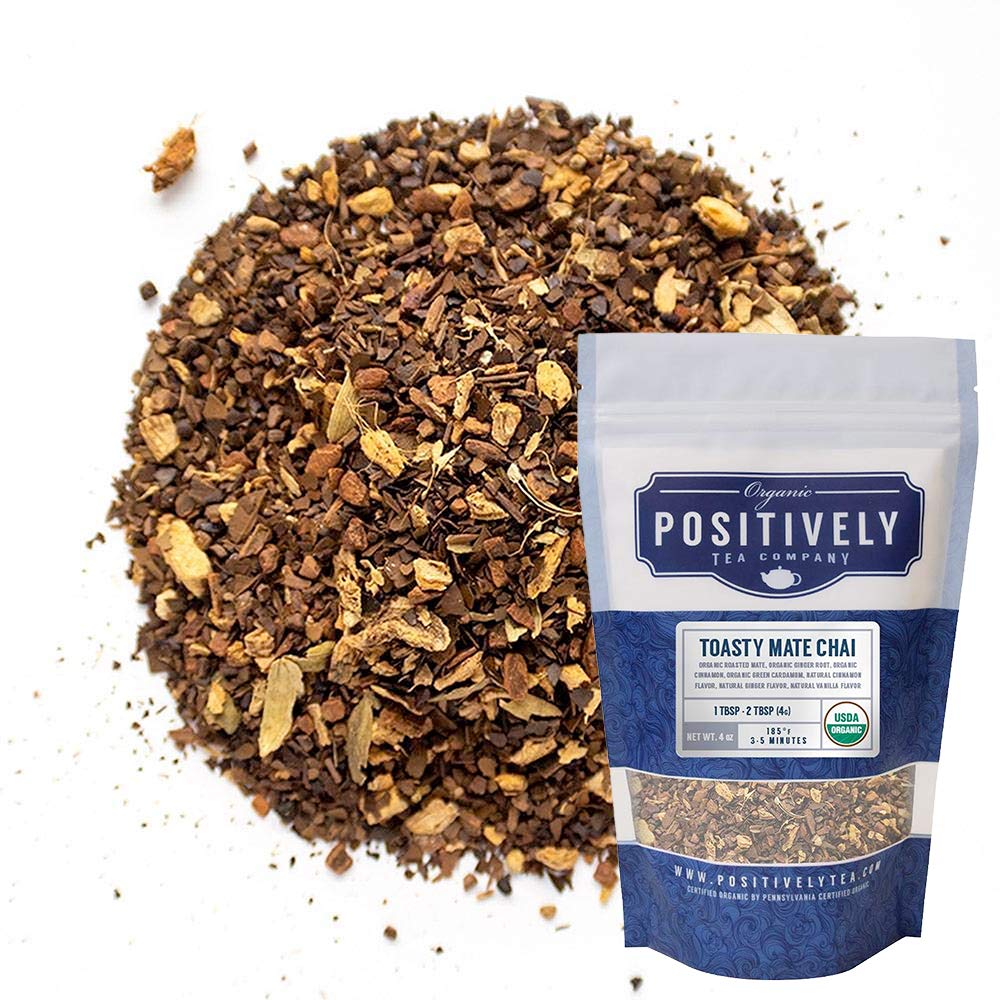 Organic Positively Tea Company, Toasty Mate Chai Tea, Loose Leaf, 4 Ounce