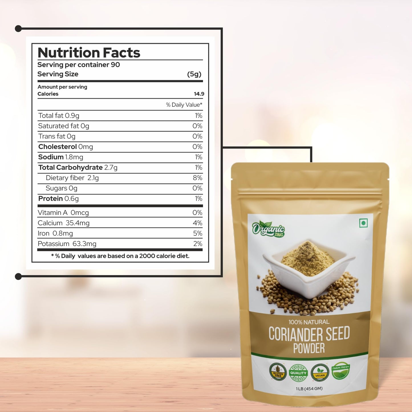 Organic Zing Organic Coriander (Cilantro) Powder (Coriandrum Sativum) For Curries, Pickles | 100% Raw | Usda Certified | Vegan |