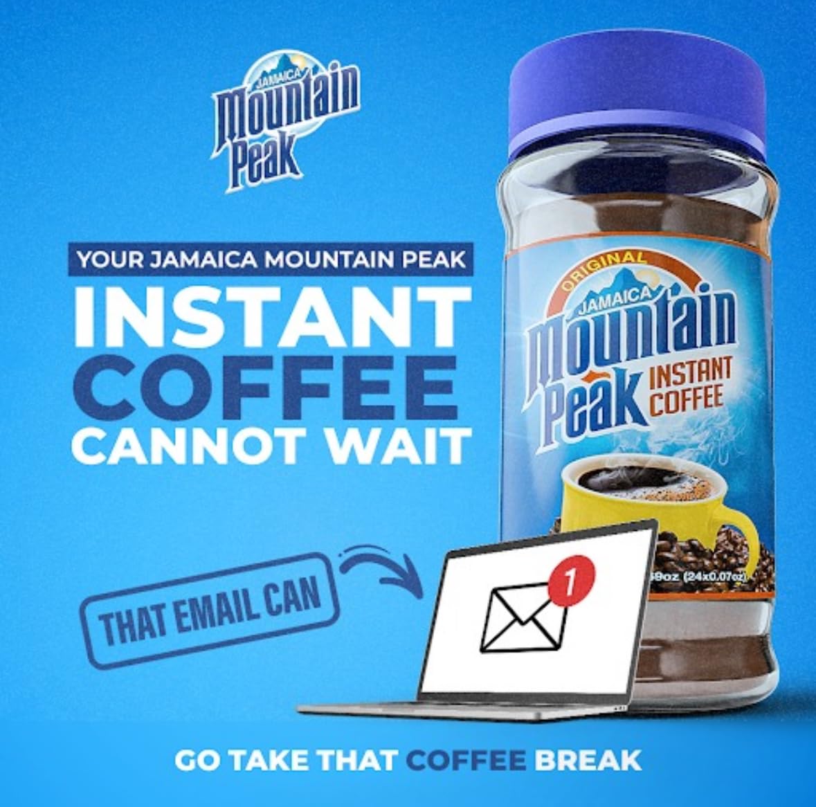 Mountain Peak Instant Coffee, Authentic Jamaican Coffee, Rich Bold Flavor (2 Pack, 3.5 oz Jars)