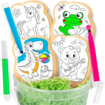 Cookie Decorating kit for Kids Activity Cookies Decorating Kit Coloring Gift For Kids boys girls Food | 4 Jumbo Cookies + 3 Edib