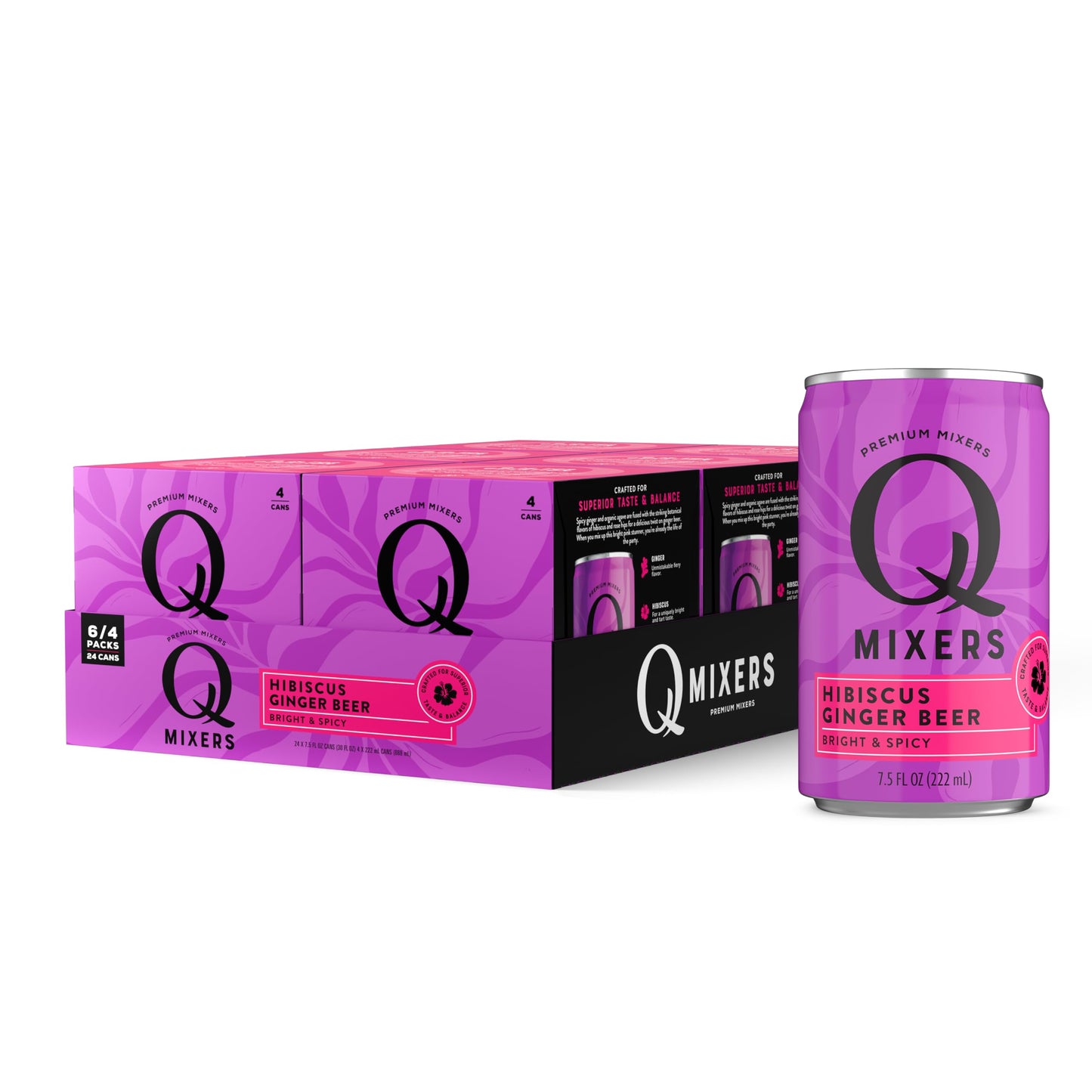 Q Mixers Hibiscus Ginger Beer Cocktail Mixer, 7.5 Fl Oz, Natural, Pack of 24