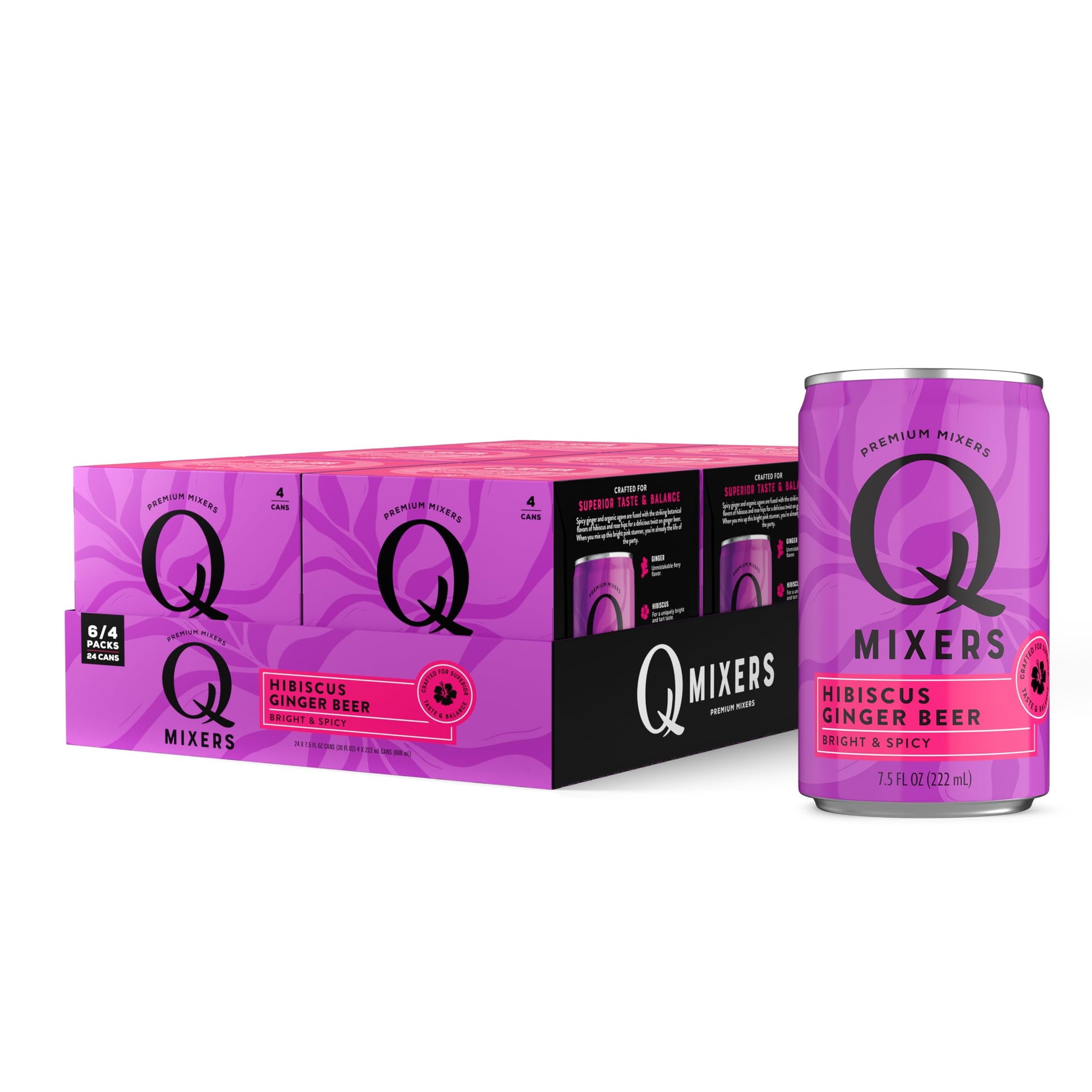 Q Mixers Hibiscus Ginger Beer Cocktail Mixer, 7.5 Fl Oz, Natural, Pack of 24