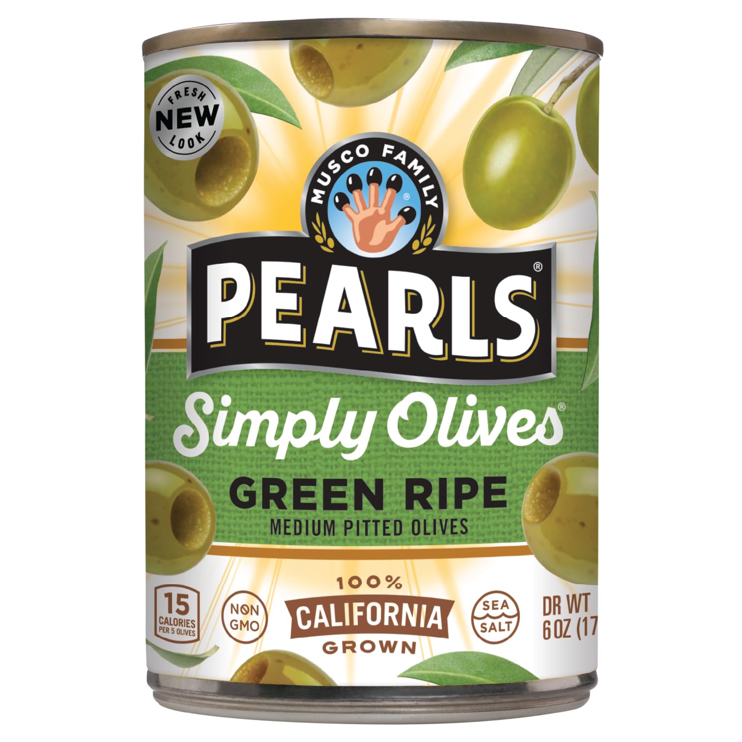 Pearls Simply Olives Green Ripe Pitted Olives  Pack of 12  6 oz Cans