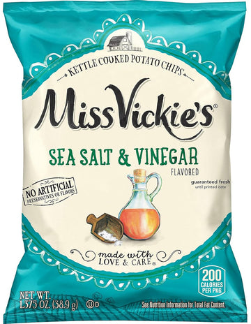 Kettle Cooked Potato Chips By Miss Vickie'S Value Pack Bundled By Superdeals | 1.375 Oz Bag | Sea Salt & Vinegar | Pack Of 30 Wi