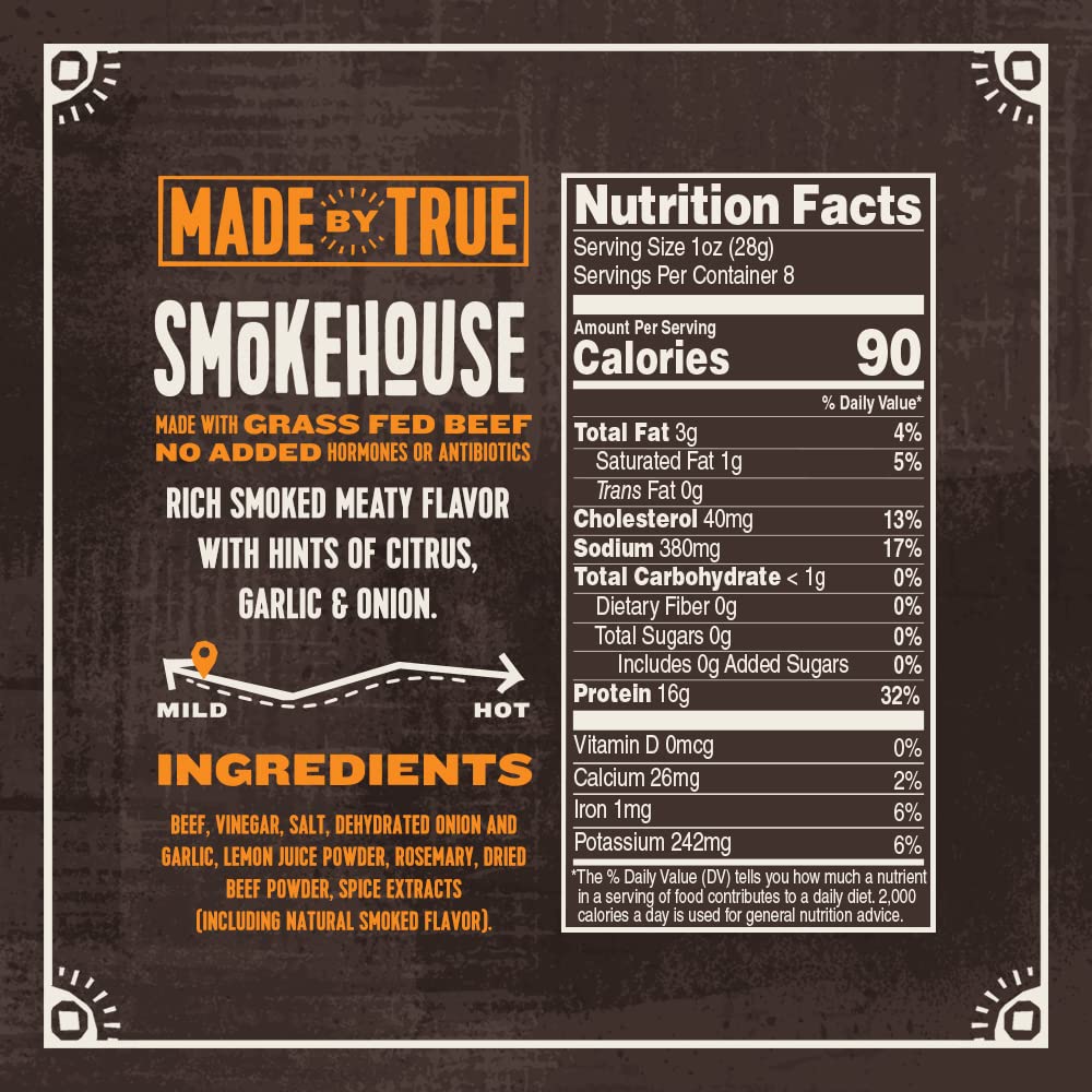 True Jerky Sliced Bites Savory Variety - All Natural, Zero-Sugar, High Protein, Keto, Paleo - 2 oz, Pack of 3