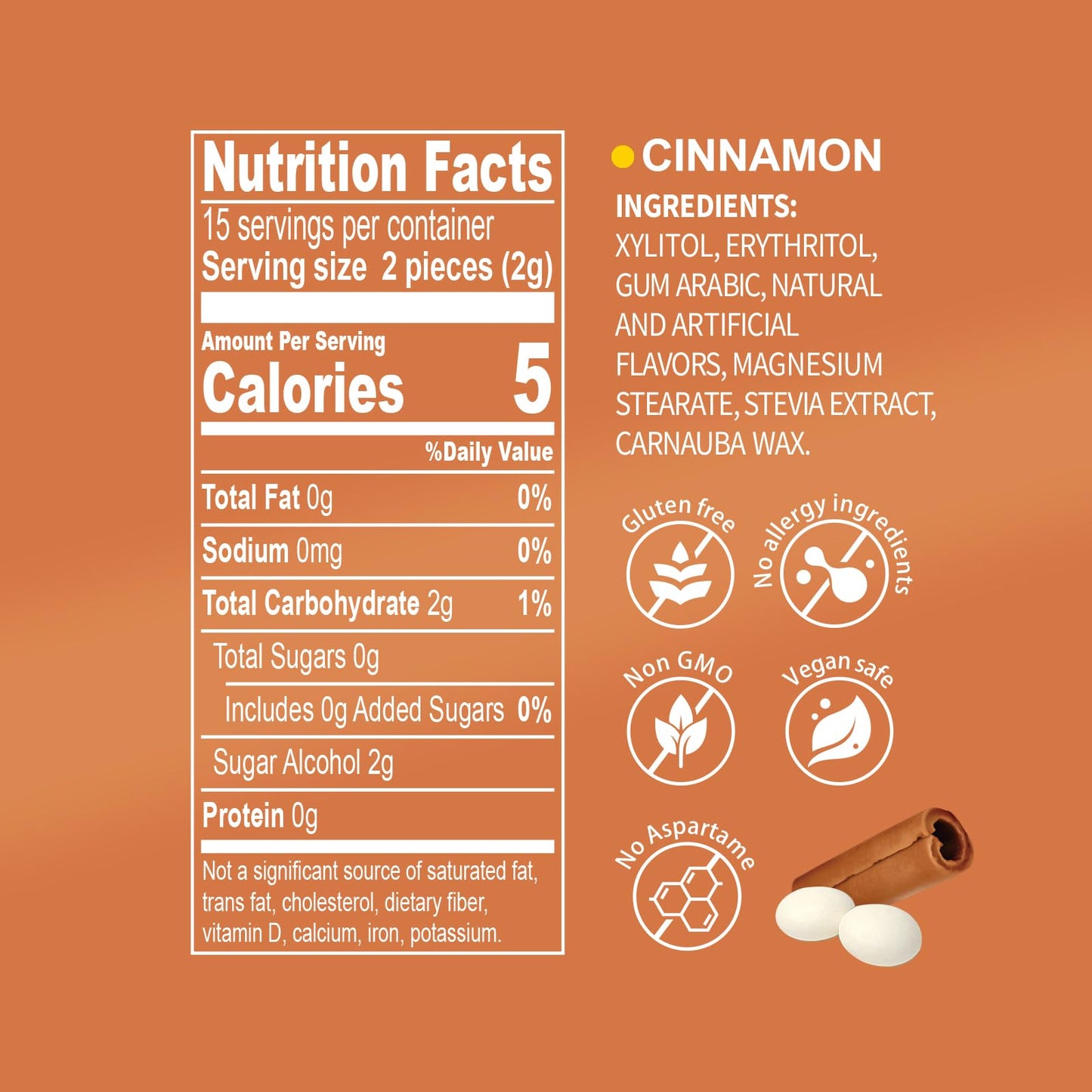 Dc24 Daily Care Xylitol Erythritol Mints, No Aspartame Sugar Free Mints, Low-Calorie, Dry Mouth Mints Keto Cinnamon 30 Pieces (P