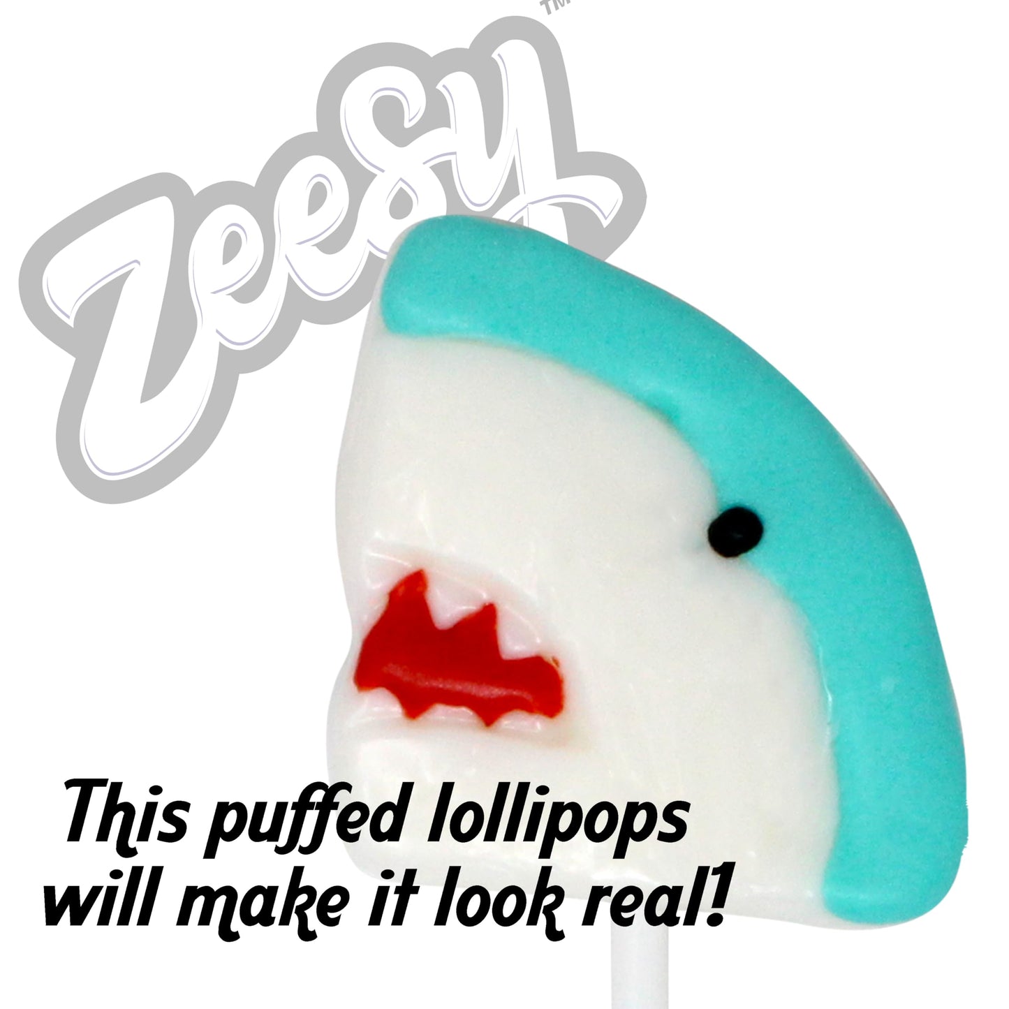 Zeesy Shark Lollipops - 12 Individually Wrapped Candy Suckers for Parties - 14.2 x 4.2 x 20.3 cm