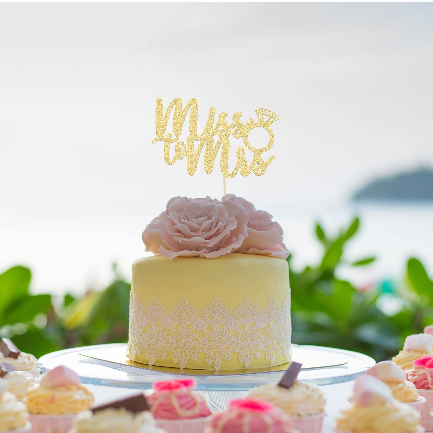 1Pc Miss To Mrs Cake Topper Gold Glitter Wedding Bridal Shower With Ring Cake Decorations For Bridal Shower Wedding Engagement B