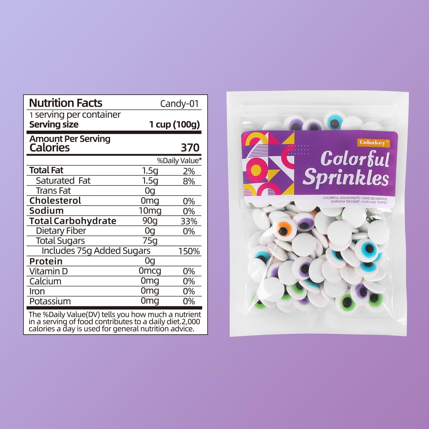 Halloween Sprinkles For Cake Decorations 7Ounce, Colorful Eyeballs For Cupcake Topper, Edible Eyes Candy For Ice Cream, Cookie,