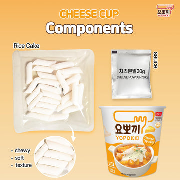 Yopokki Cheese Tteokbokki Cup - Instant Korean Rice Cake Snack (2 Count) with Cheese Flavored Sauce, Perfect for Quick Meals