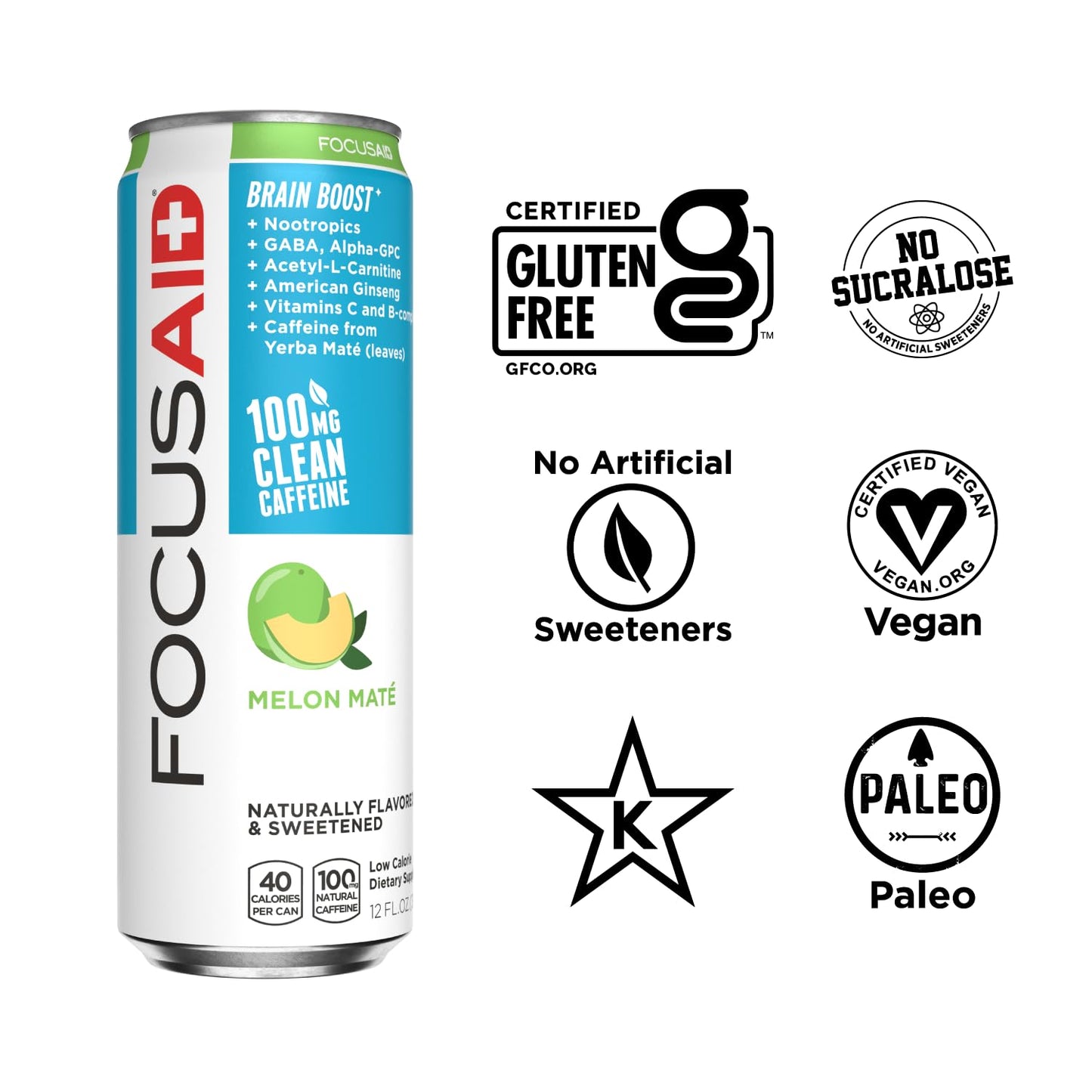 LIFEAID Energy Blend Nootropics Drink | Alpha-GPC, GABA, B-Complex | 12 Fl Oz Can | Clear