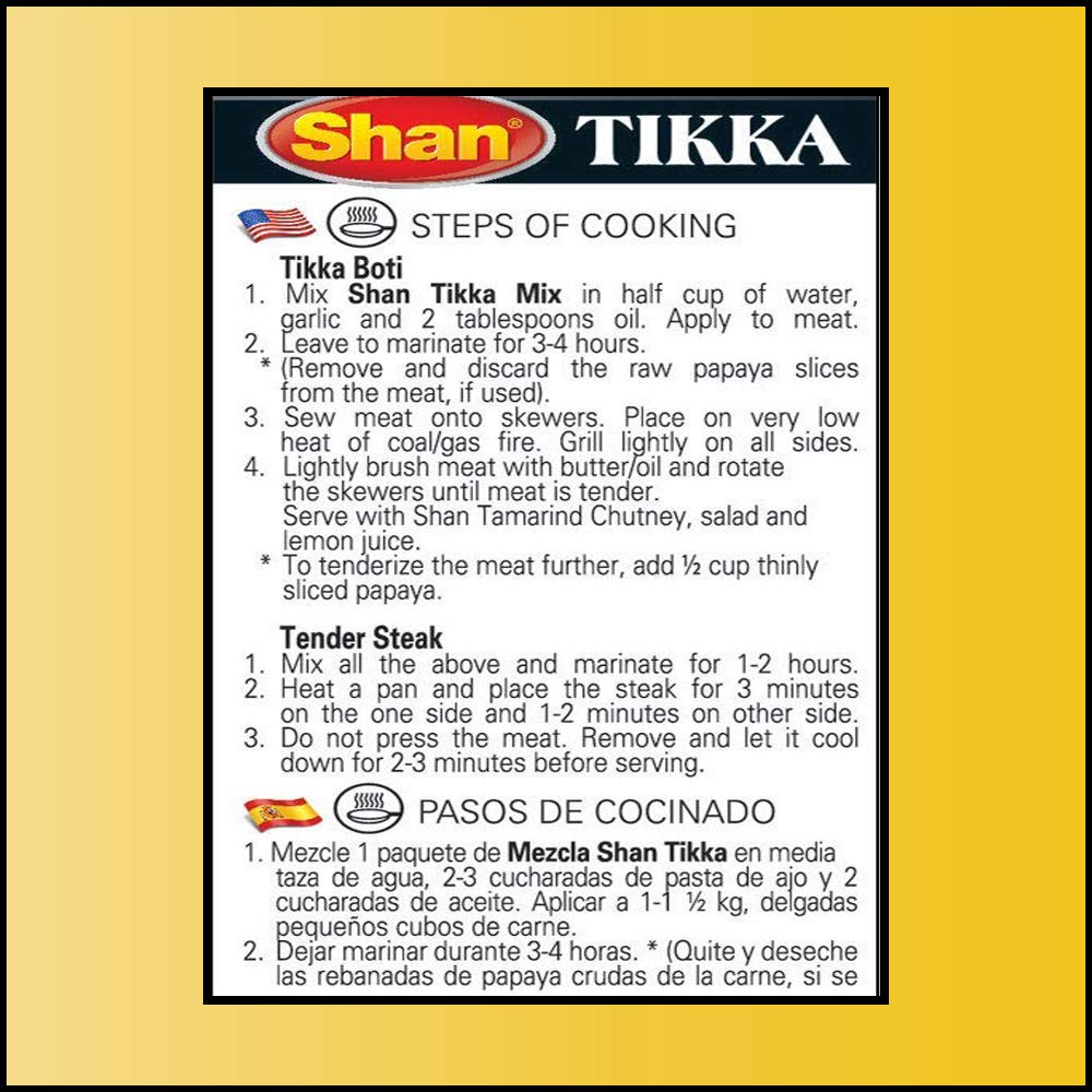 Shan Tikka Recipe And Seasoning Mix 1.76 Oz (50G) - Spice Powder For Traditional Style Bbq Steak Mix - Suitable For Vegetarians