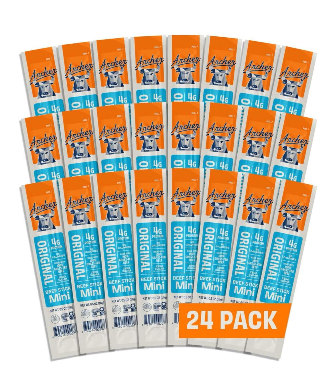 Individually Wrapped Archer Mini Grass-Fed Beef Sticks (24-pack)  Zero Sugar  High Protein Snack - 24 x 0.5 oz Sticks (100% Grass-Fed  Keto  Paleo  Gluten-Free) (LLS protected design Spoon Included)