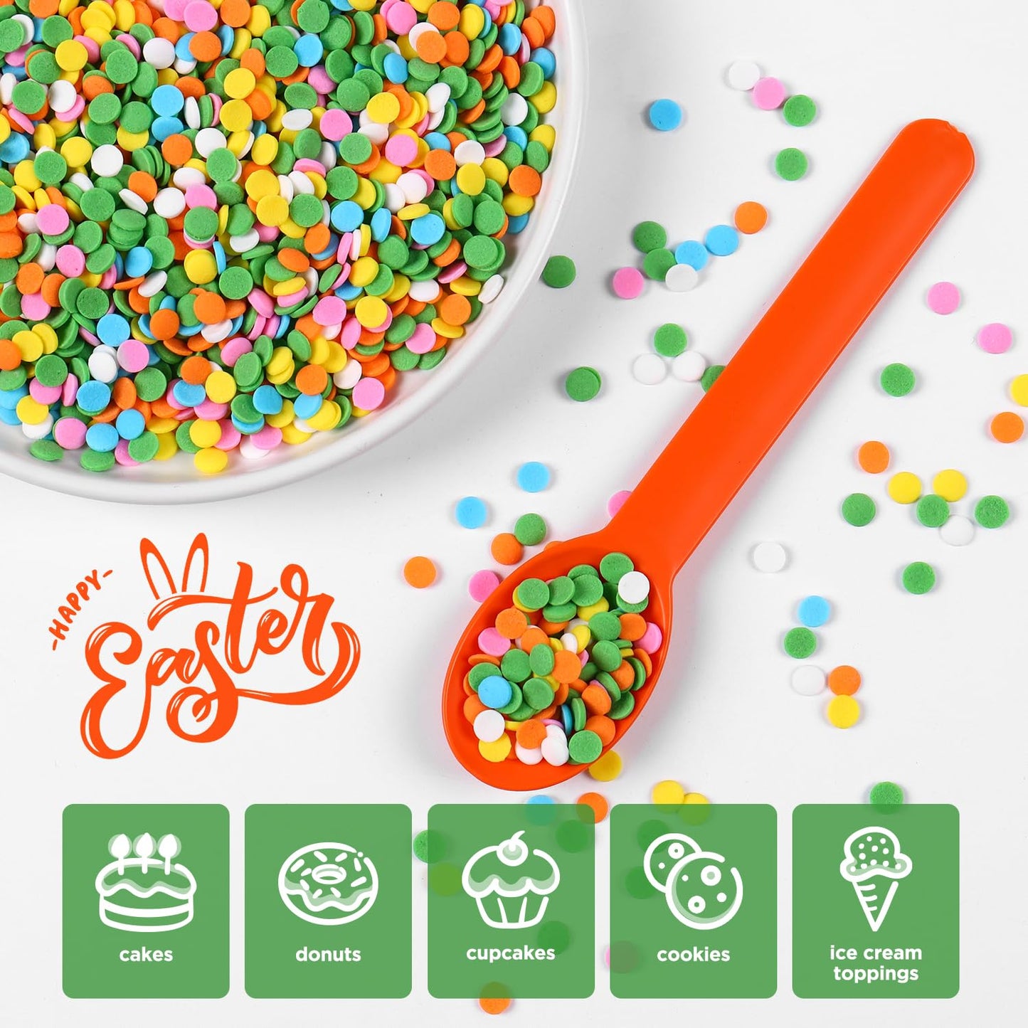 Edible Spring Confetti Sprinkles, Rainbow Sprinkles For Cake Decorating, Funfetti Sprinkles, Round Sprinkles For Spring Cupcakes