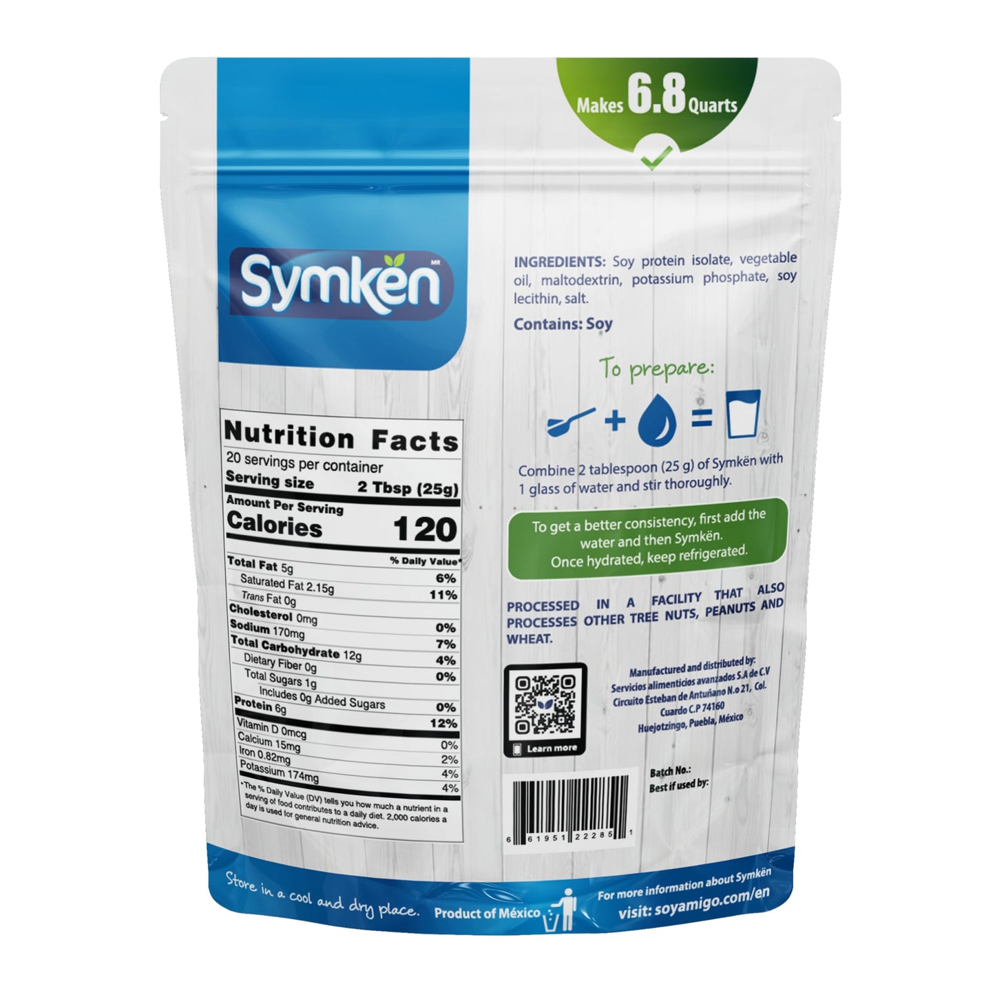 SYMKEN Sugar-free Soy Milk Powder, Vegan, Non-Dairy, Gluten-Free, 17.6 Oz