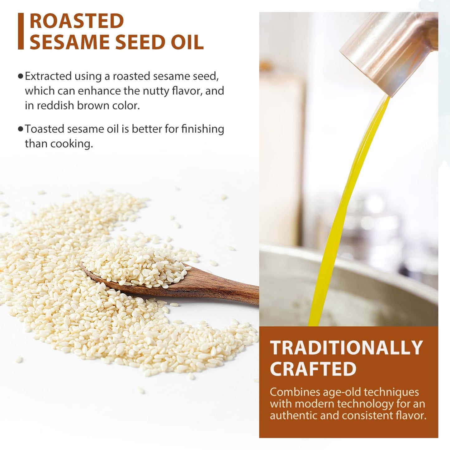 Soeos Sesame Oil, Toasted Sesame Seed Oil, 16.9 Fl Oz (500 Ml), Nutty Flavor, Perfect For Asian Food, Noodles, Soup, Baking, And