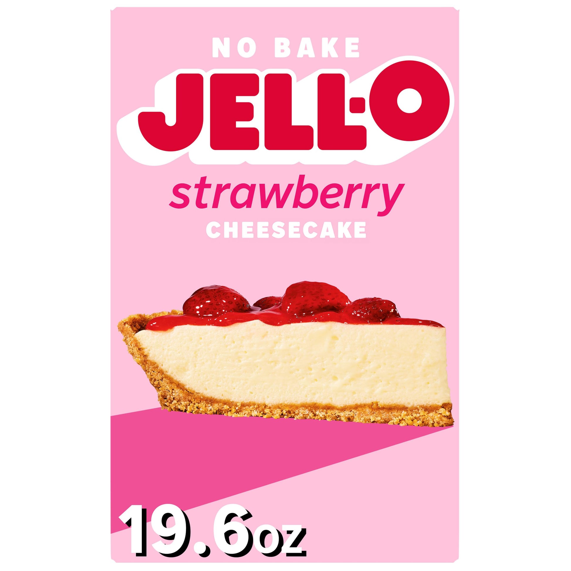 Jell-O No Bake Strawberry Cheesecake Dessert Kit with Strawberry Topping, Filling Mix and Crust Mix, 19.6 oz Box