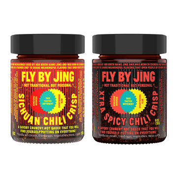 Flybyjing Spicy Duo - Premium Sichuan Chili Crisp And Xtra Spicy Chili Crisp Sauce Bundle - Spicy, Umami Rich, Gluten-Free, Non-