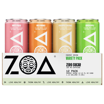 ZOA Zero Sugar Energy Drinks Remix Variety Pack - Sugar Free, Electrolytes, 12 Fl Oz (Pack of 12)