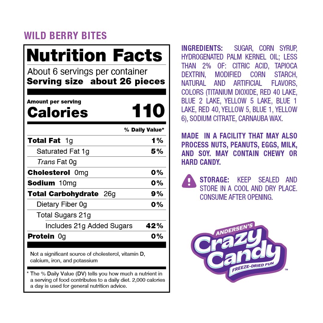 ANDERSENS Crazy Candy Freeze Dried Wild Berry Bites - Fruity Flavor, Crunchy Texture, 12.9 x 4.9 x 21.3 cm