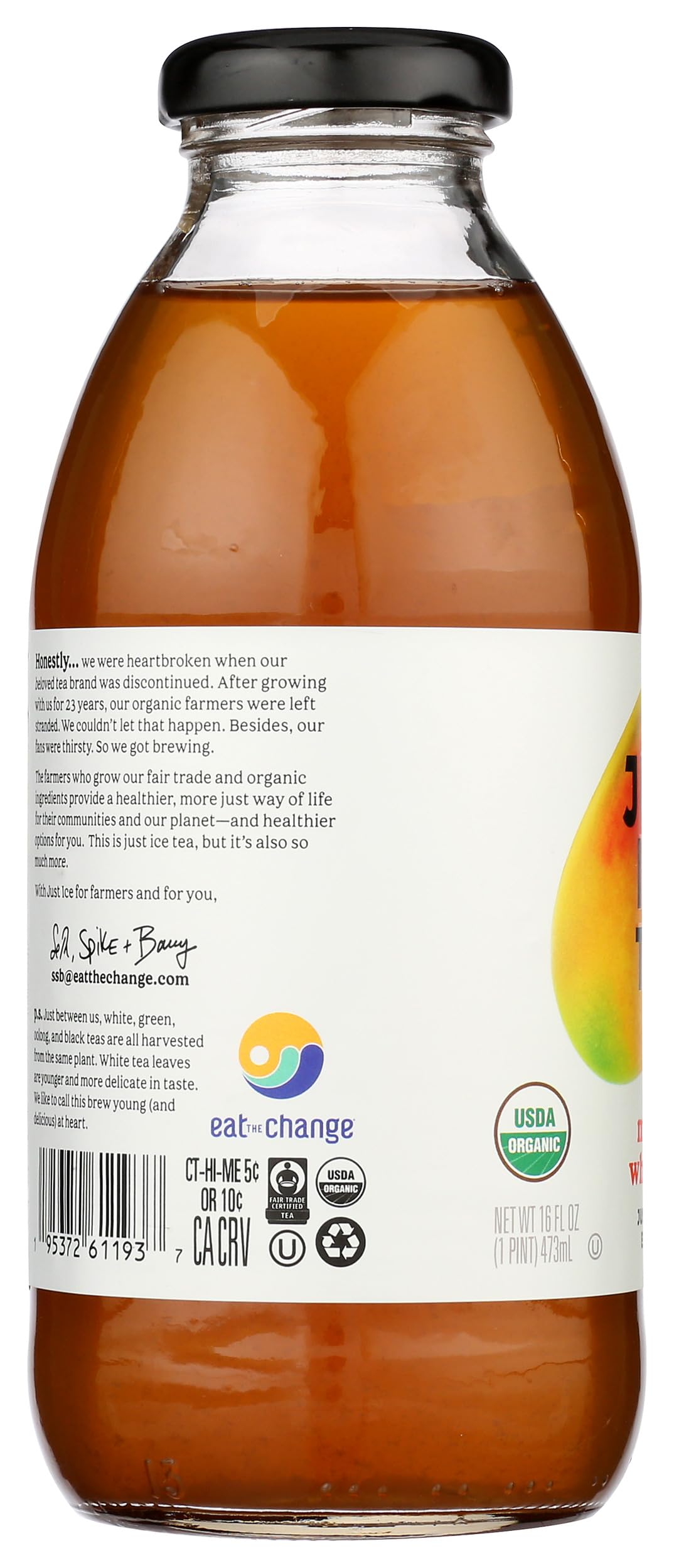 Just Ice Tea Organic Mango White Tea, 16 Fz