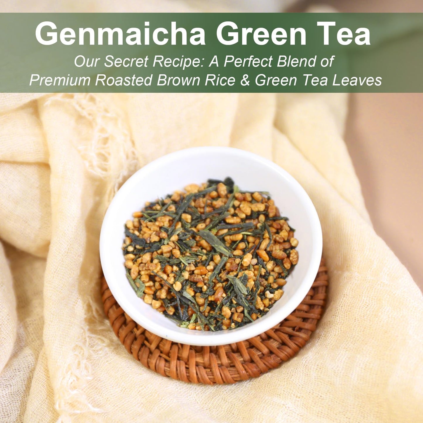 TEARELAE Genmaicha Tea - 40 Count - Green Tea with Roasted Rice - Non-GMO - Low Caffeine