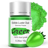 Green Luster Dust Edible Glitter for Cakes Cocktails - 10g Colaele Edible Shimmering Dust for Chocolates, Metallic Food Coloring