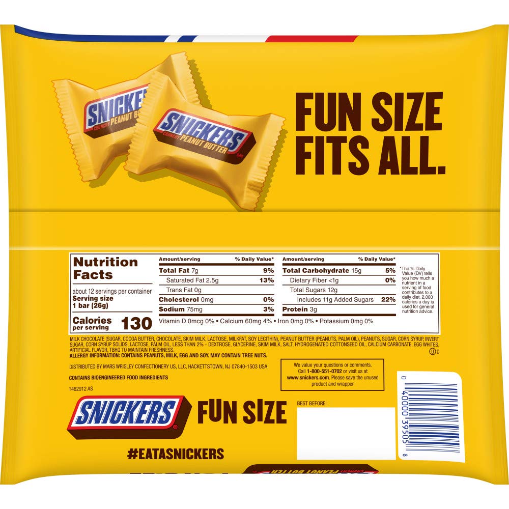 Snickers Peanut Butter Squared Fun Size Chocolate Candy Bars, 11.5 Ounce