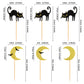Ercadio 24 Pack Cat Halloween Cupcake Toppers Moon Bat Cupcake Picks Halloween Themed Birthday Party Cake Decorations Supplies