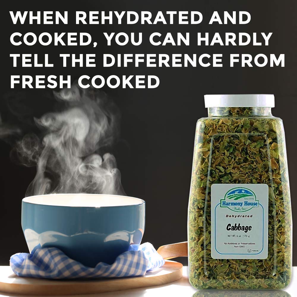 Harmony House Foods Dehydrated Cabbage Flakes - Air Dried Vegetables For Soup And Cooked Dishes, Great For Camping, Survival, And Backpacking, 24 Ounces