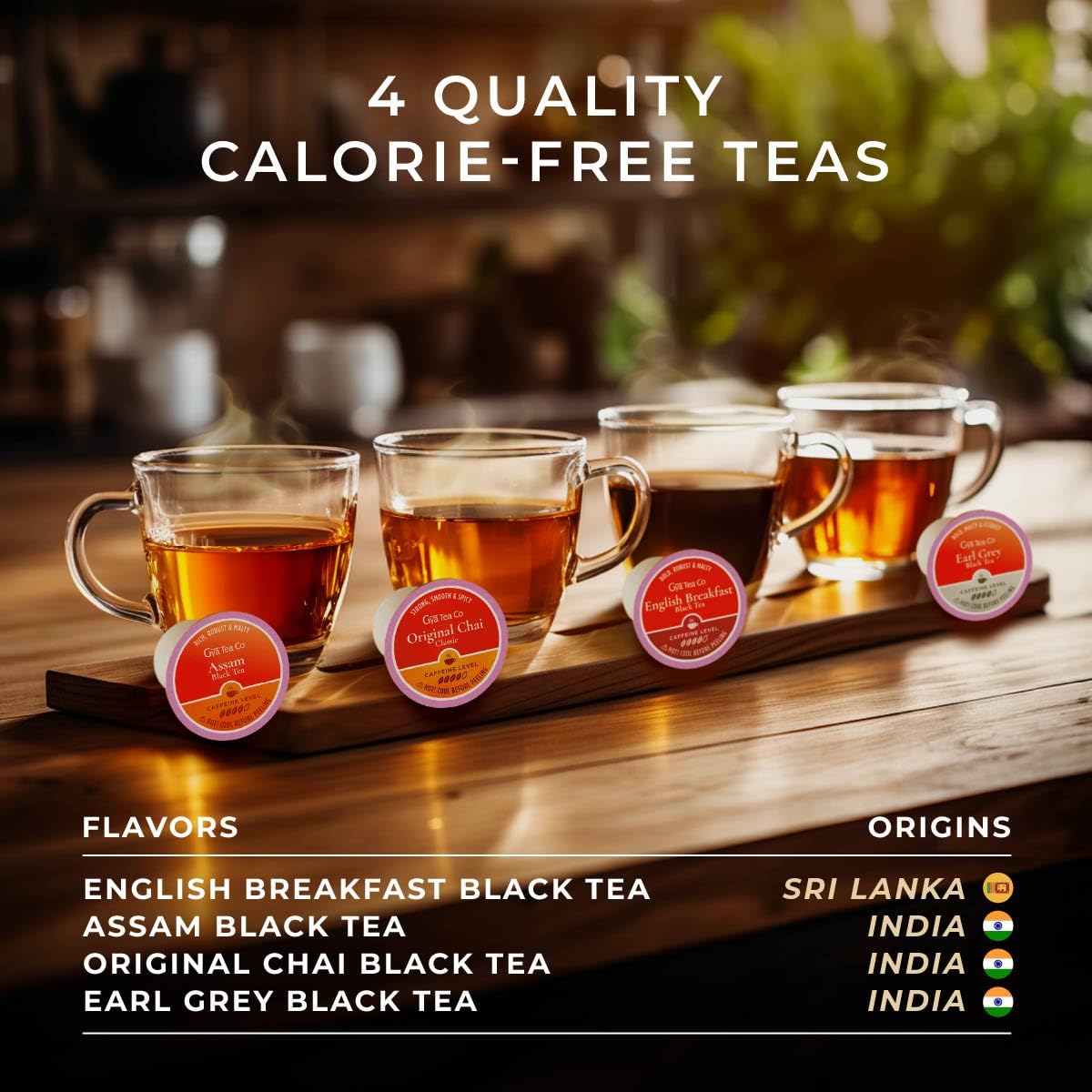 Gya Tea Co Morning Start Tea Gift Set (16 ct) - Assorted Tea Pod Variety Pack with English Breakfast, Assam, Original Chai & Ear