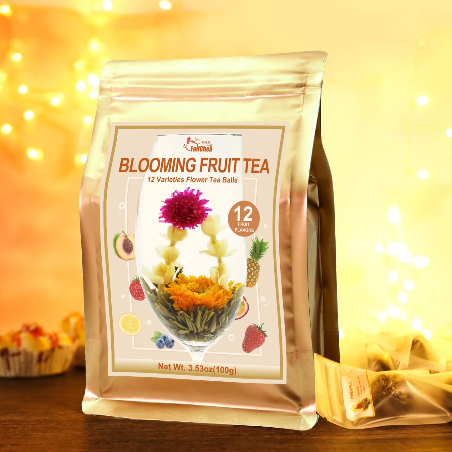 Fullchea - Blooming Flowering Tea, 12 Unique Varieties - Flowering Tea In 12 Delicious Fruit Flavors - Gift For Tea Lovers, Christmas, Anniversary, Valentine, Birthday