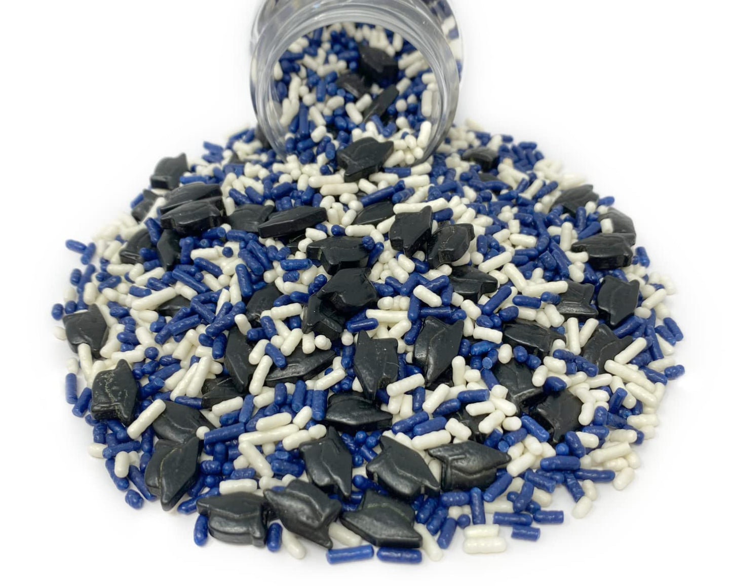 Mystic Sprinkles Graduation Day Sprinkles Mixes (Graduation Day! Navy Blue & White Sprinkle Mix 3.8Oz)