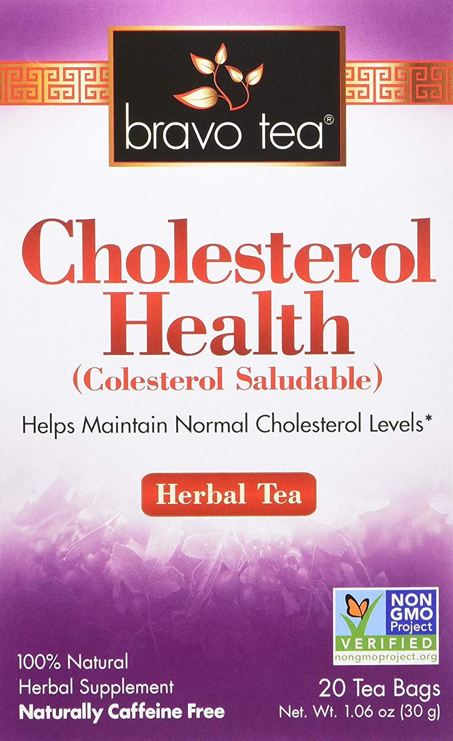 Bravo Tea Cholesterol Health Herbal Tea, Caffeine Free, 20 Tea Bags, Pack of 2