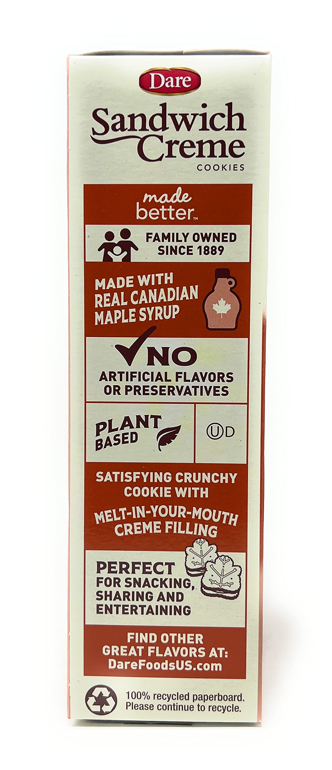 Dare Maple Leaf Cr  me Cookies     Classic Canadian Cookie Made with Real Maple Syrup, Peanut Free     10.6 Ounces