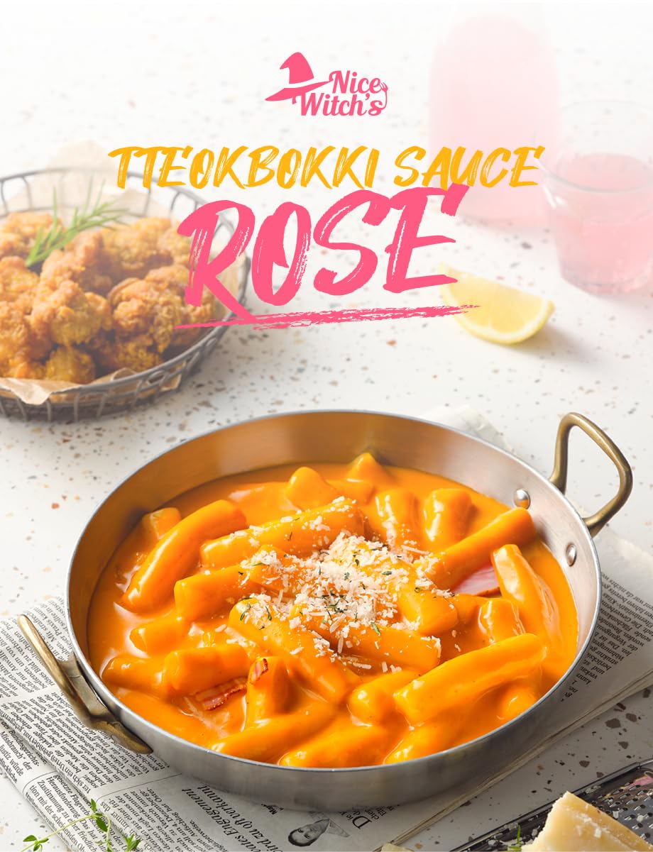Nice Witchs Secret Recipe Korean Rose Tteokbokki Powder Sauce 12 servings - Perfect for Sweet and Spicy Rice Cake Dishes, Easy
