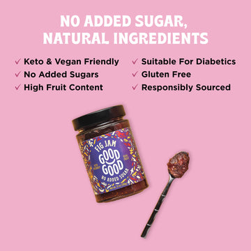 GOOD GOOD Fig Jam - No Added Sugar - Low Calorie - Gluten Free and Vegan - Diabetic and Keto Friendly - 12oz / 330g (Pack of 1)