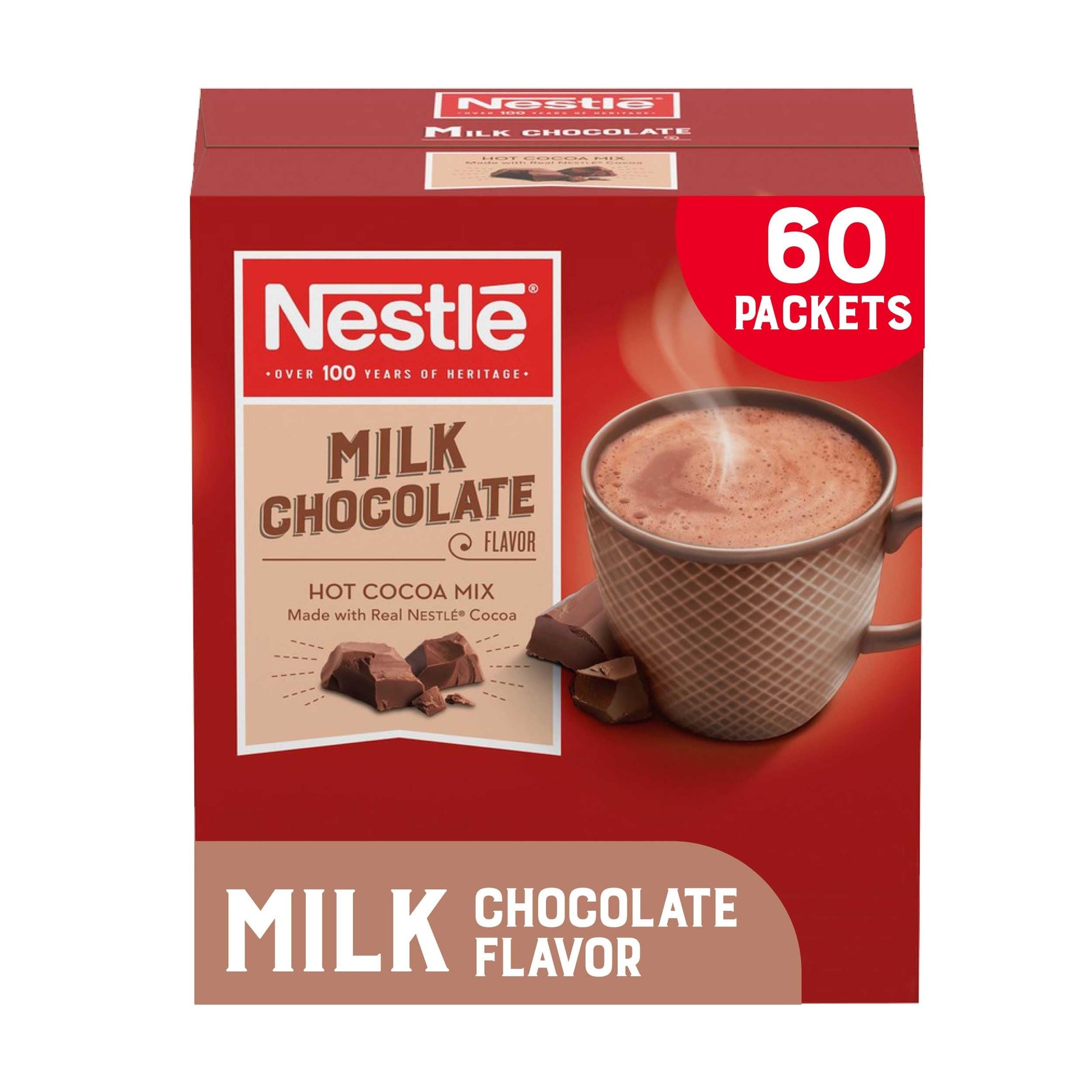 Nestle Hot Cocoa Mix Packets, Milk Chocolate Flavor, 60 Count, 0.71 oz Each, Bulk Pack, Chocolate
