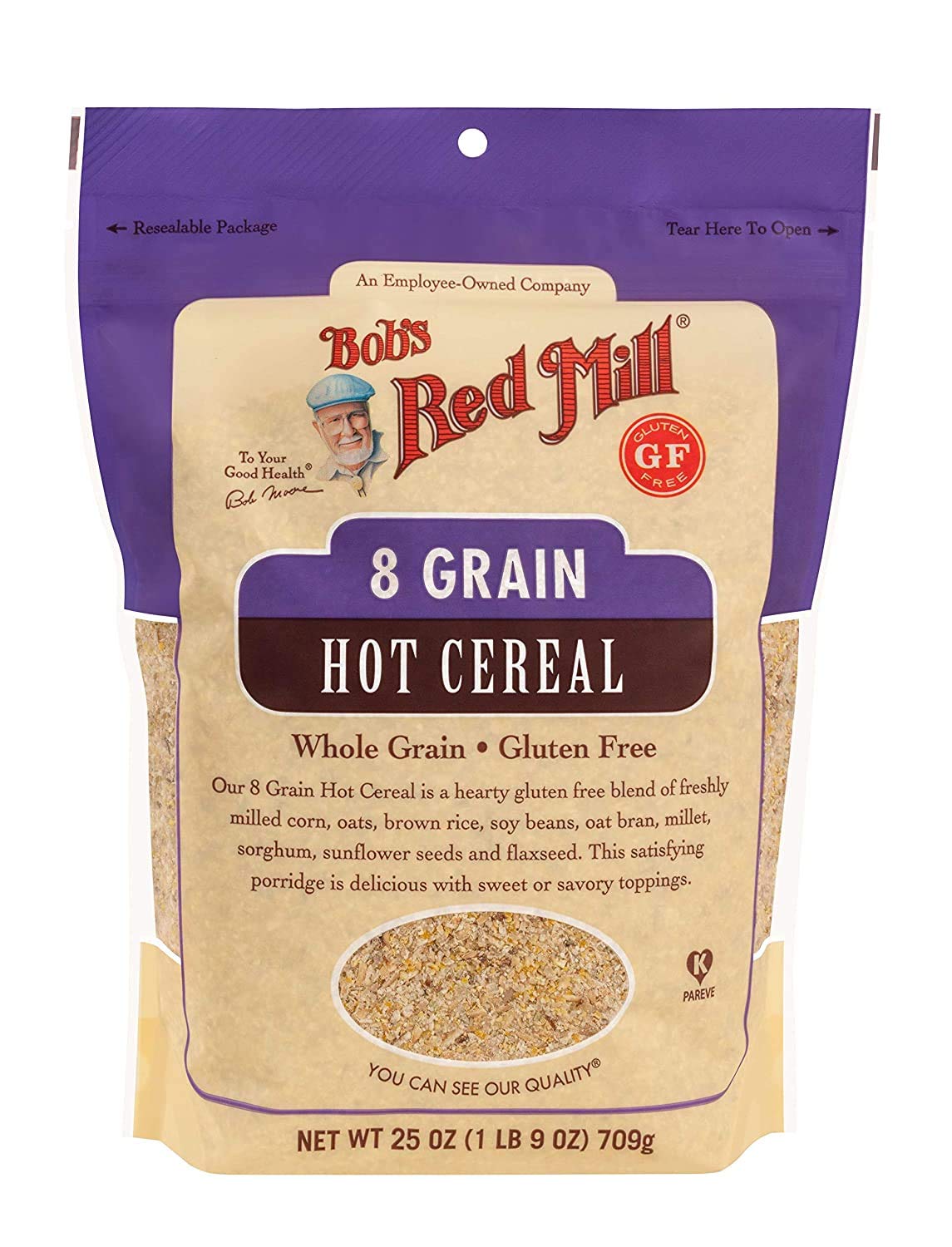 Bob's Red Mill Gluten Free 8 Grain Hot Cereal, 25 OZ (Pack of 4)