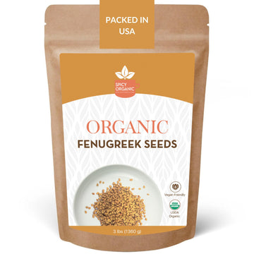 SPICY ORGANIC Fenugreek Seeds 3 lbs. - Whole Methi Seeds for Tea, Hair Care, and Indian Spice Cooking - USDA Certified Organic, 