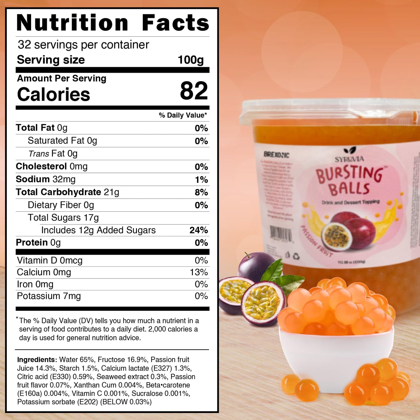 Passion Fruit Boba Pearls, Passion Popping Boba Bursting Boba, Passion Bubble Tapioca Pearls For Bubble Tea (Passion Fruit, 7 Lb
