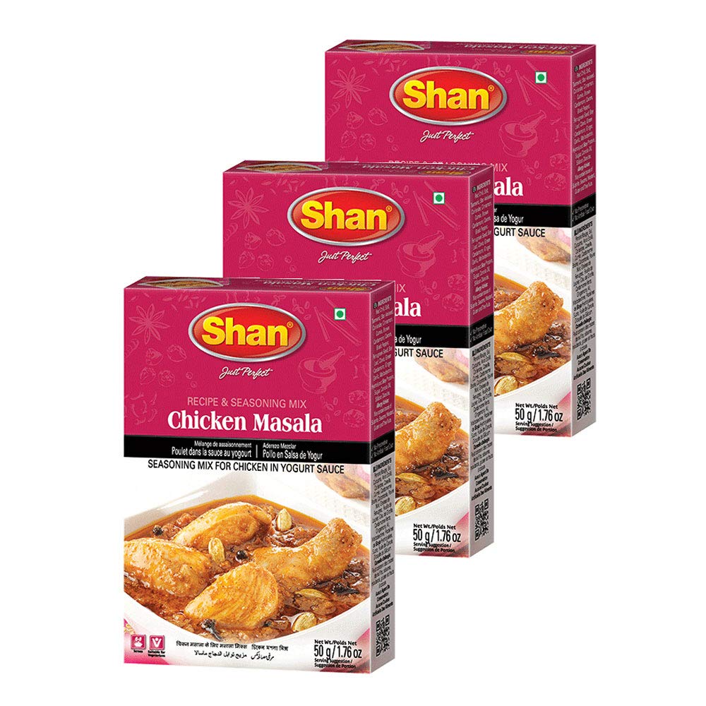 Shan Chicken Masala Seasoning Mix, Authentic Indian Spice Blend, 50g (Pack of 3) – Ideal for Chicken Curry and Tikka Masala
