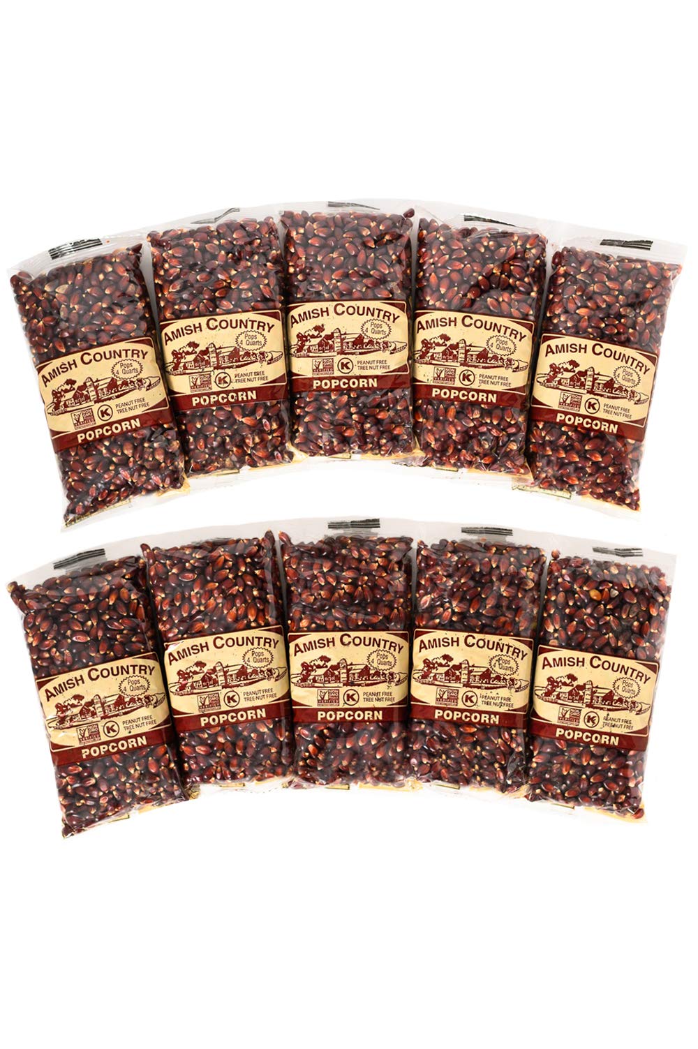 Amish Country Popcorn | 10-4 Ounce Bags - Red Kernels | Old Fashioned, Non-Gmo And Gluten Free