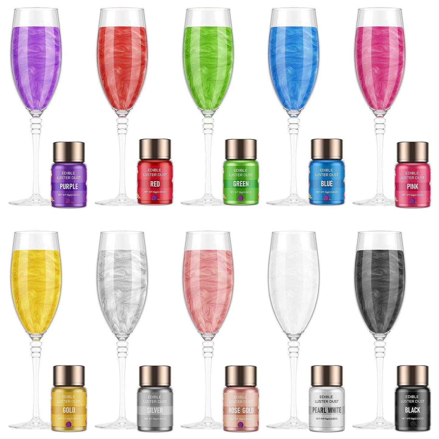 Cherrysea Luster Dust Edible Shimmer Powder - 15g Bottle, Food Grade, 4-Green for Cake, Cookie Decorations, and Drinks