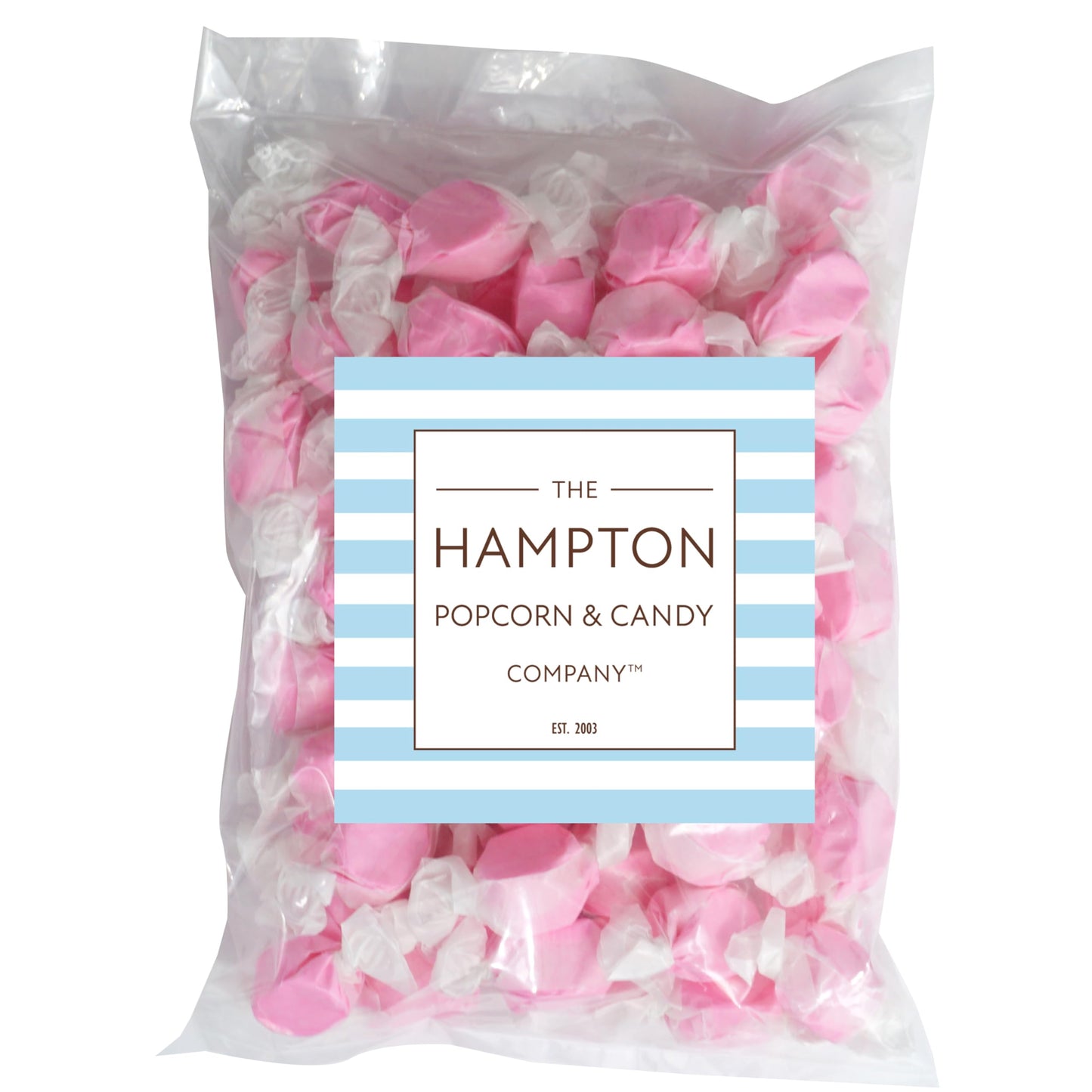 The Hampton Candy Company Strawberry Salt Water Taffy, Pink Candy, 1 Pound Bulk Bag, Individually Wrapped