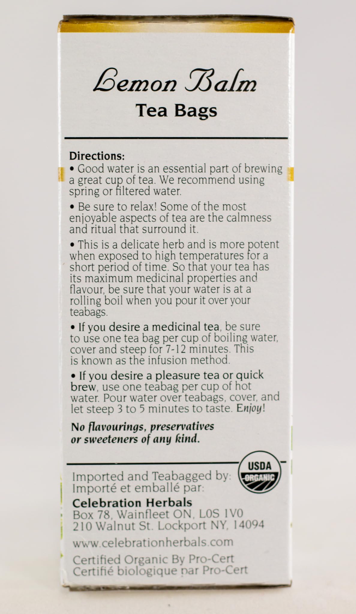Celebration Herbals Lemon Balm Tea Bags, 24 Count
