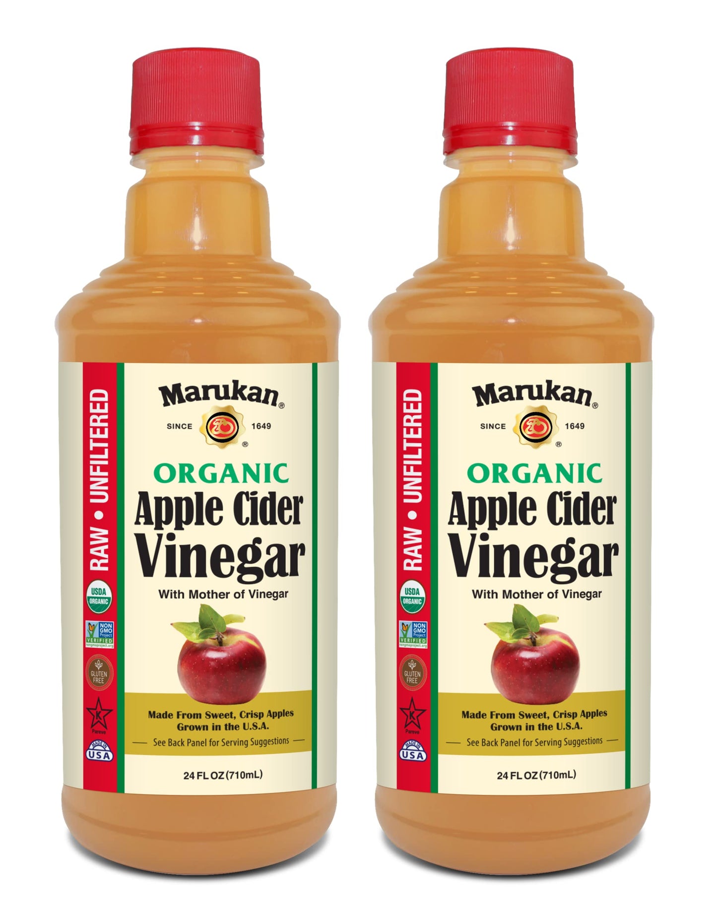 Marukan Organic Apple Cider Vinegar, 24 Ounce Pet Bottle (Pack Of 2)